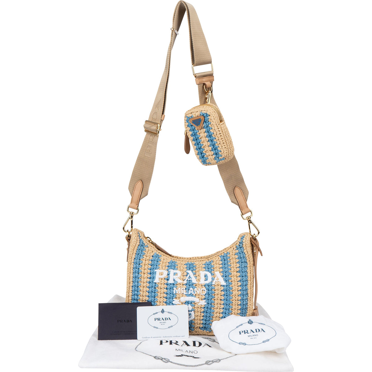 Prada Tricolor Raffia Re-Editon Crossbody bag