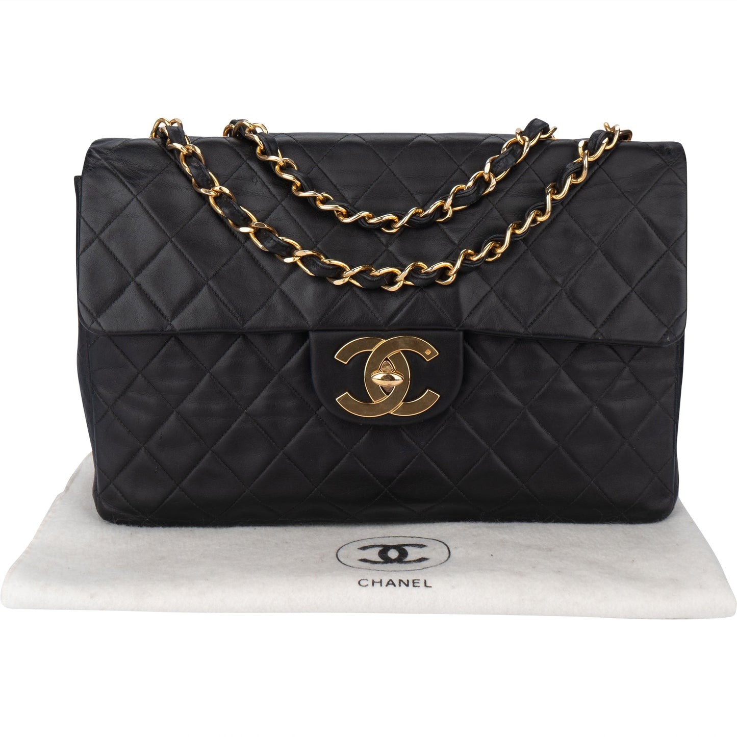 Chanel Quilted Lambskin 24K Gold Maxi Single Flap Crossbody Bag