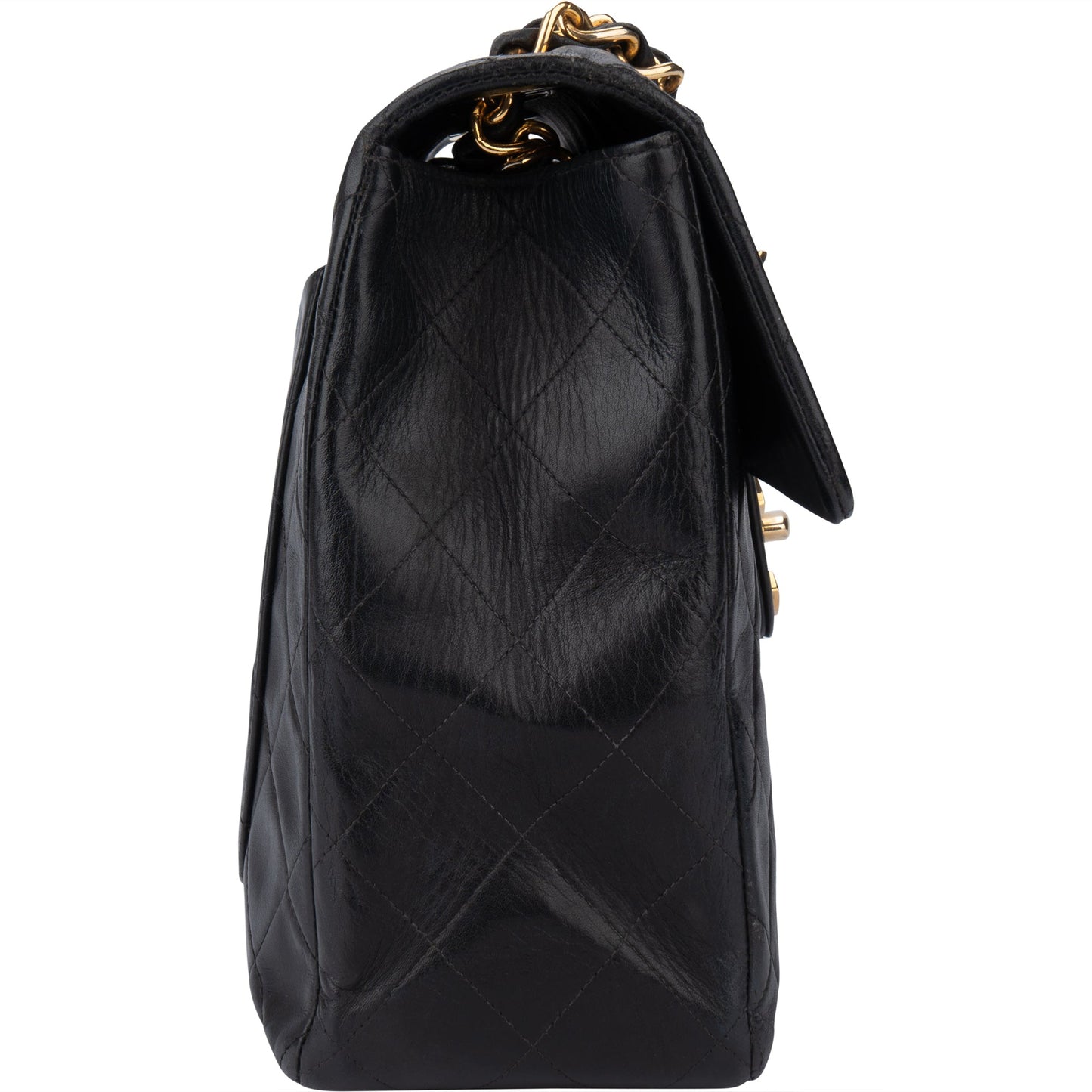 Chanel Quilted Lambskin 24K Gold Maxi Single Flap Crossbody Bag