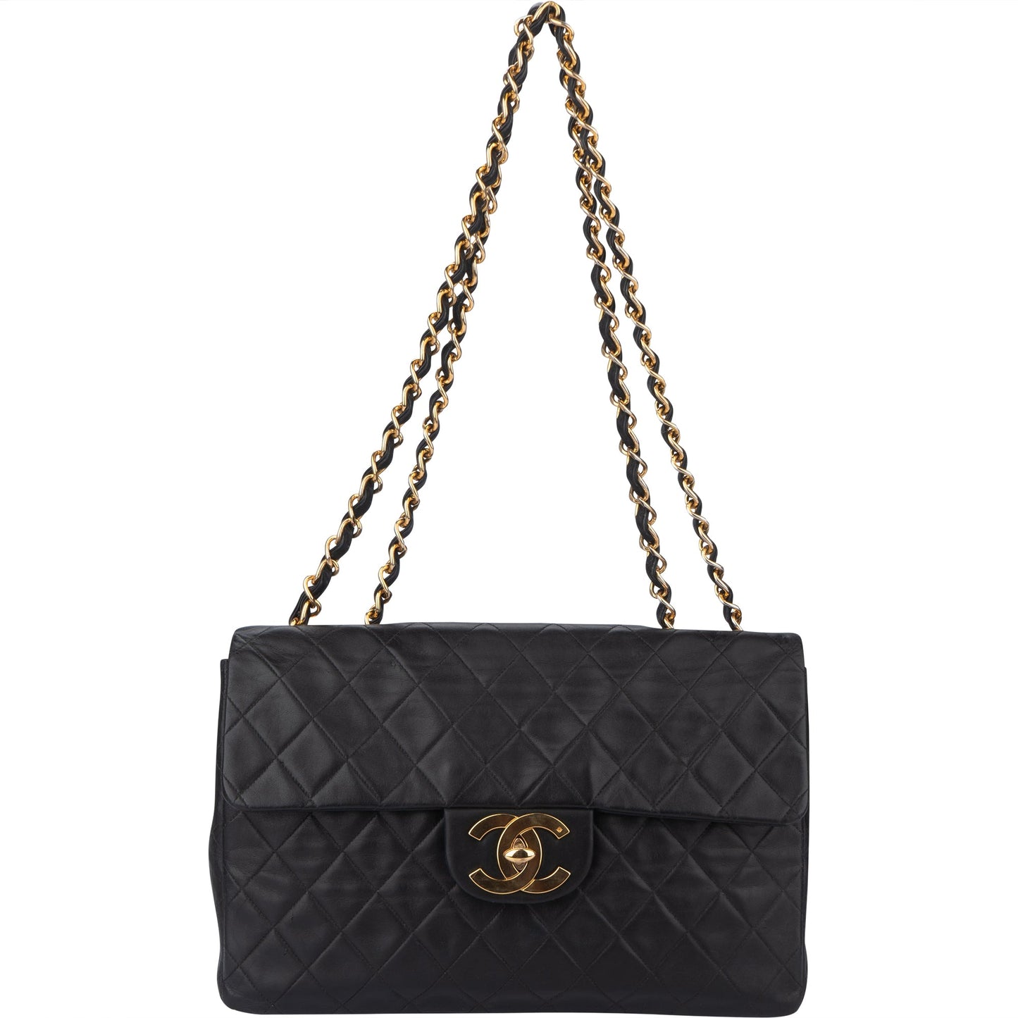 Chanel Quilted Lambskin 24K Gold Maxi Single Flap Crossbody Bag