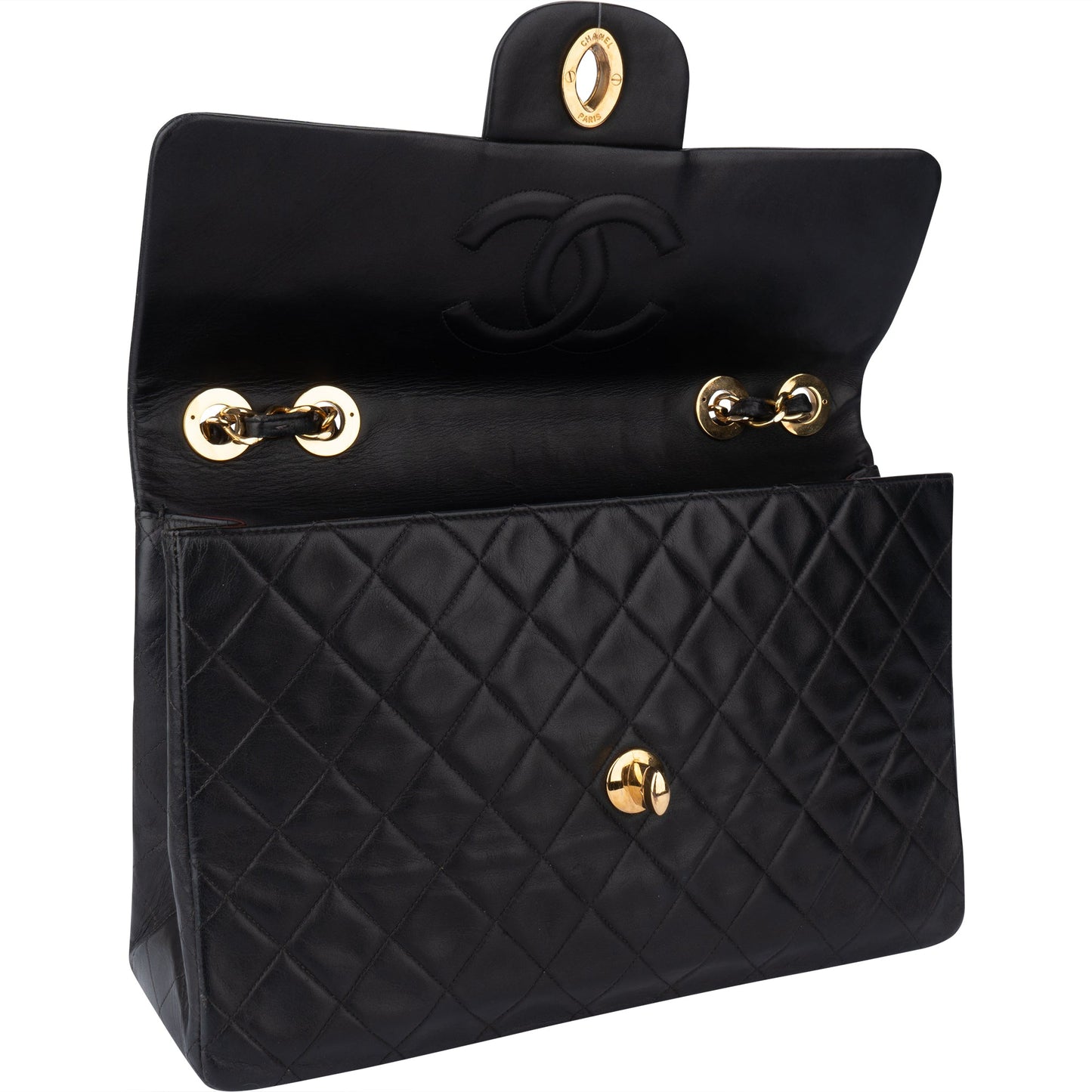 Chanel Quilted Lambskin 24K Gold Maxi Single Flap Crossbody Bag