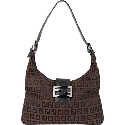 Fendi FF Monogram Baguette Buckle Shoulder Bag
