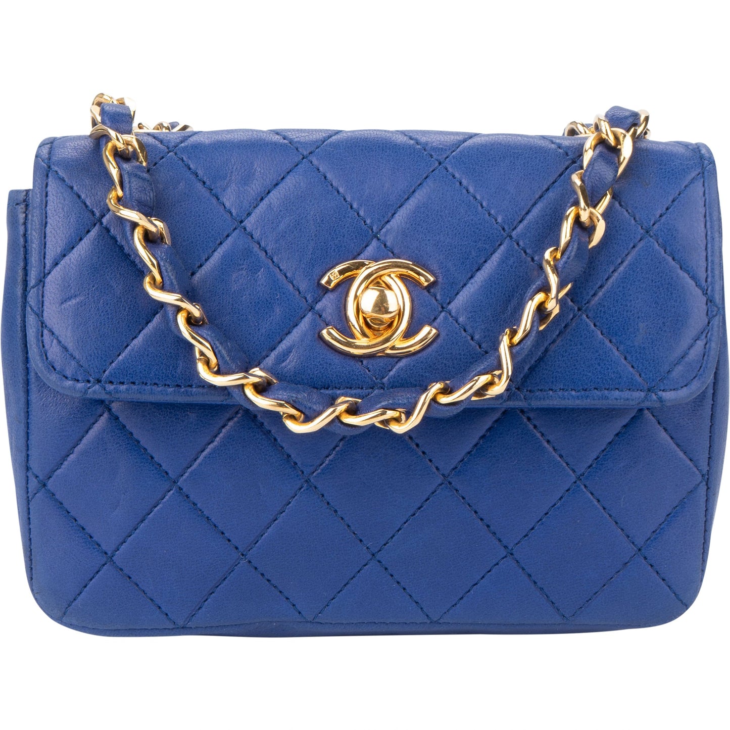 Chanel Quilted Lambskin 24K Gold Mini Single Flap Crossbody Bag