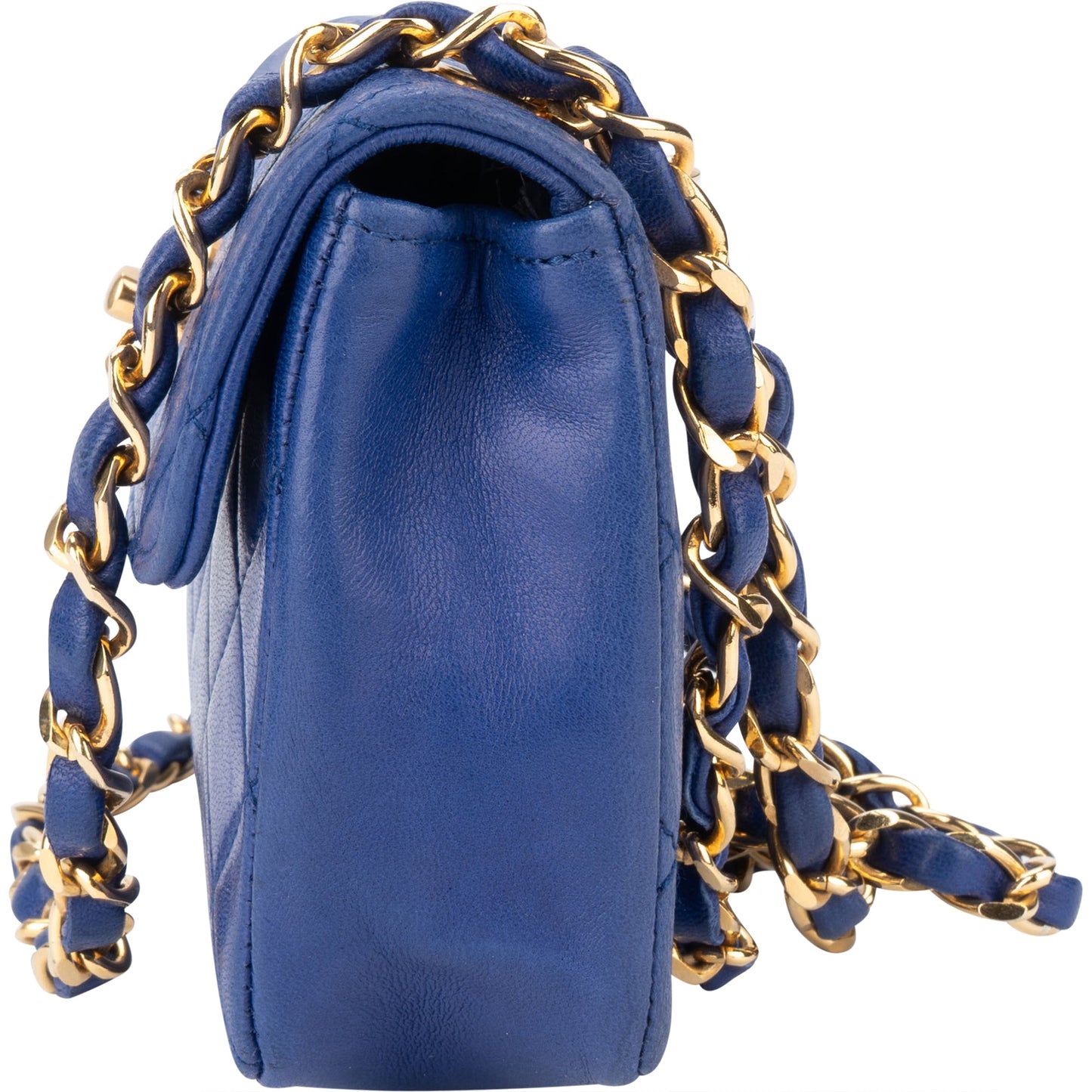 Chanel Quilted Lambskin 24K Gold Mini Single Flap Crossbody Bag