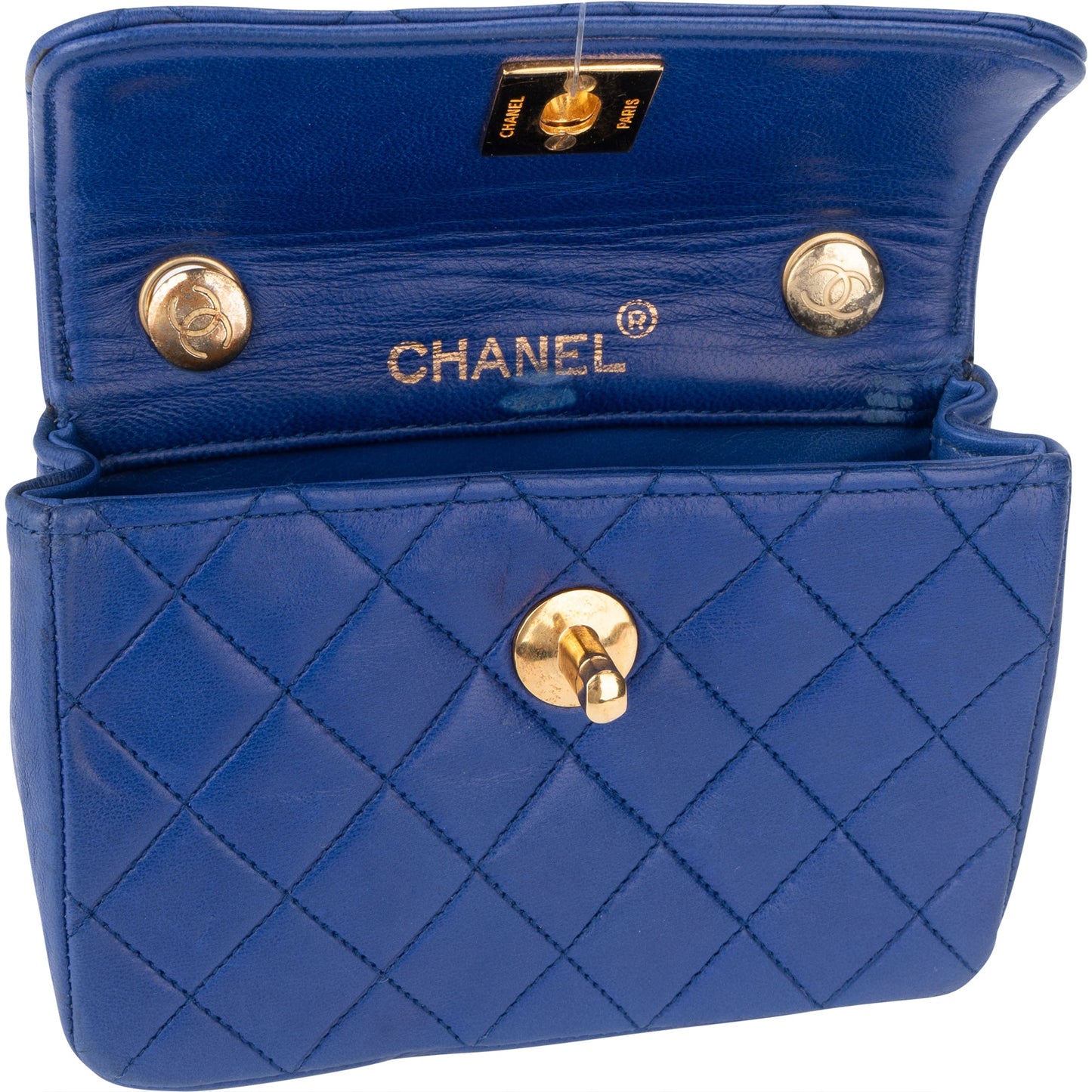 Chanel Quilted Lambskin 24K Gold Mini Single Flap Crossbody Bag