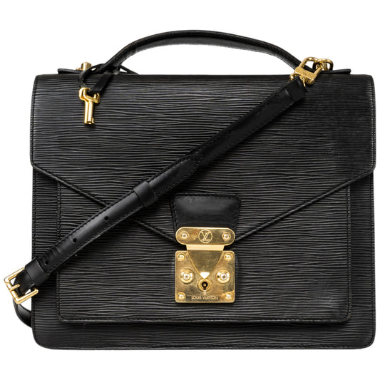 Louis Vuitton Noir Epi Leather Monceau Handbag