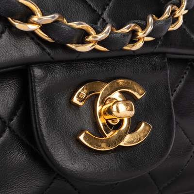 Chanel Quilted Lambskin 24K Gold Small Double Flap Crossbody Bag