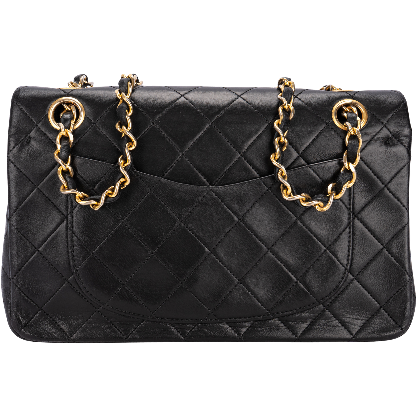 Chanel Quilted Lambskin 24K Gold Small Double Flap Crossbody Bag