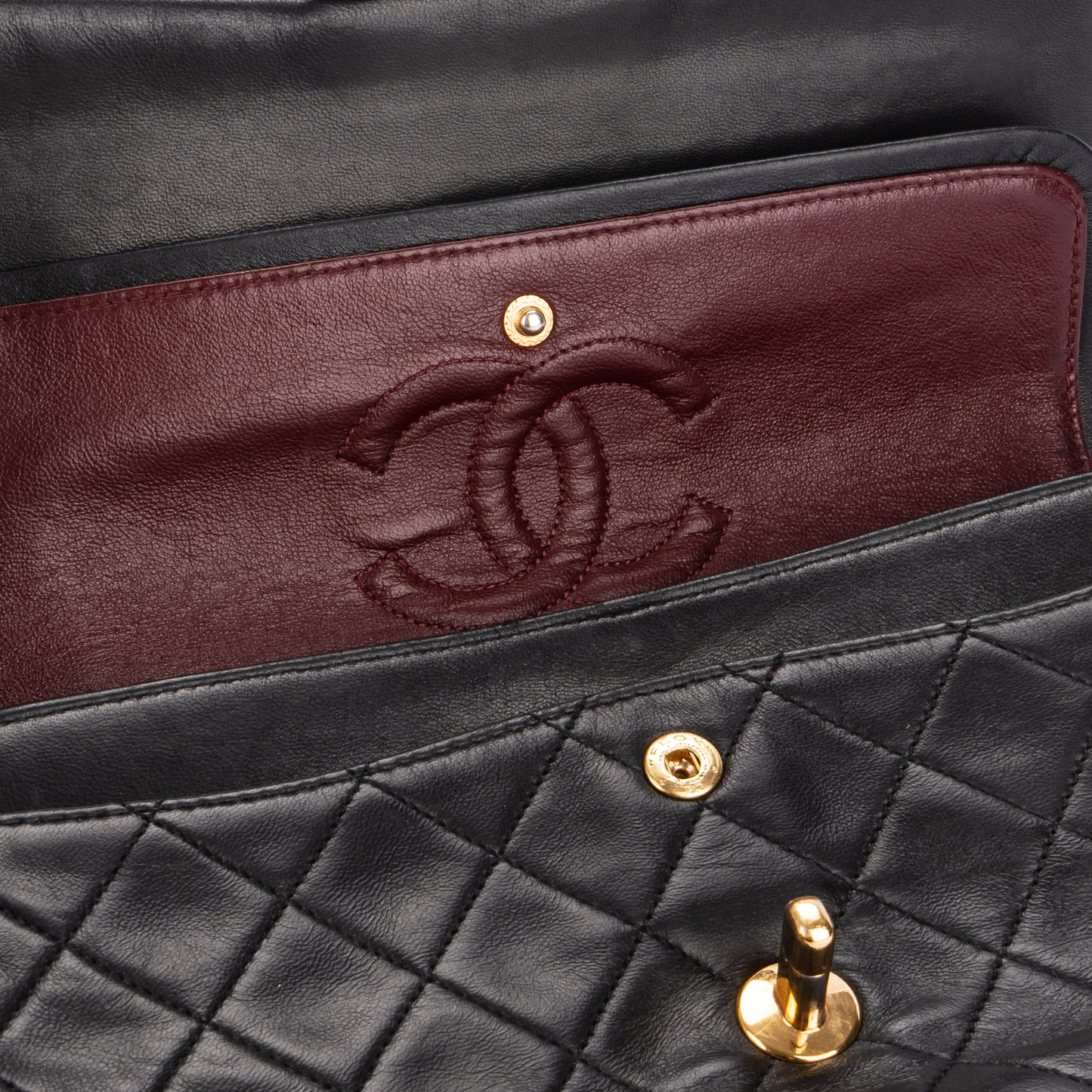 Chanel Quilted Lambskin 24K Gold Small Double Flap Crossbody Bag