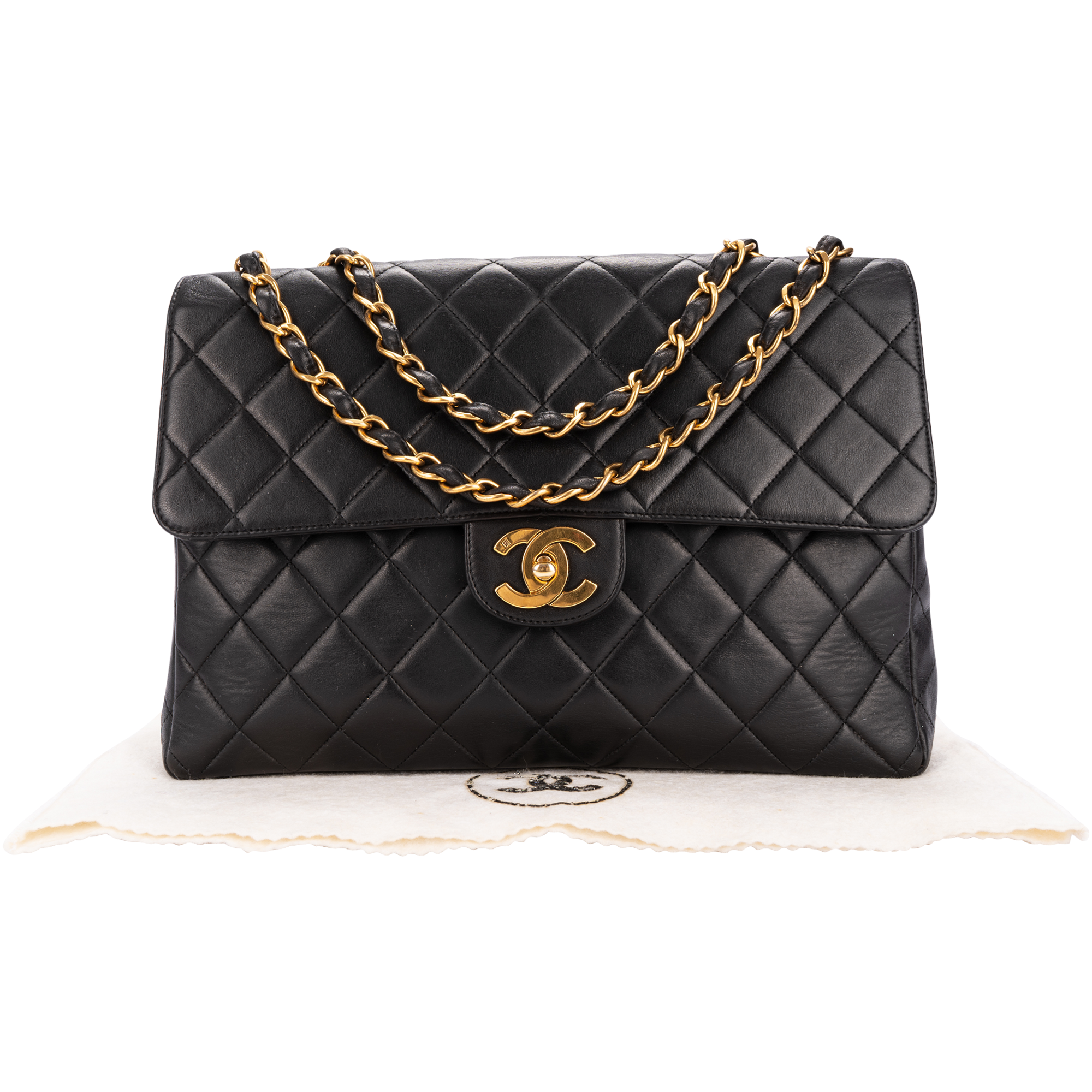 Chanel Jumbo 24K Gold Quilted Lambskin Single Flap Crossbody Bag