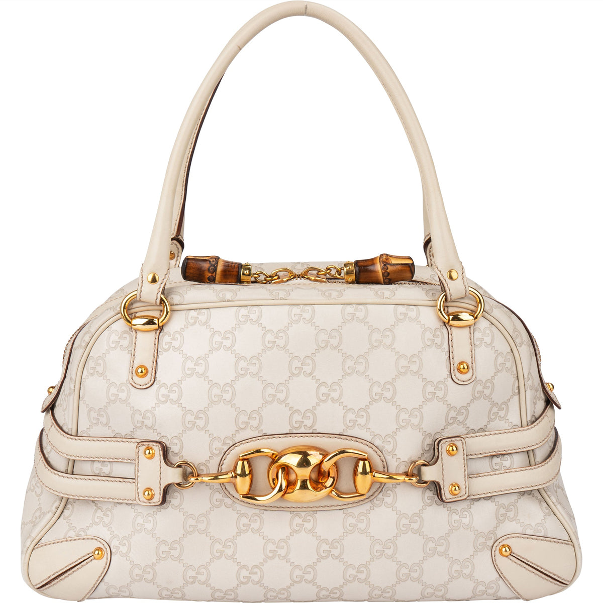 Gucci GG Leather Monogram Horsebit Handbag