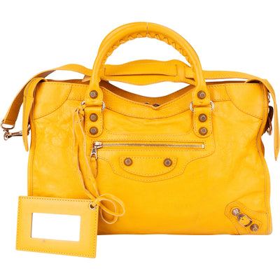 Balenciaga Yellow Leather City Handbag