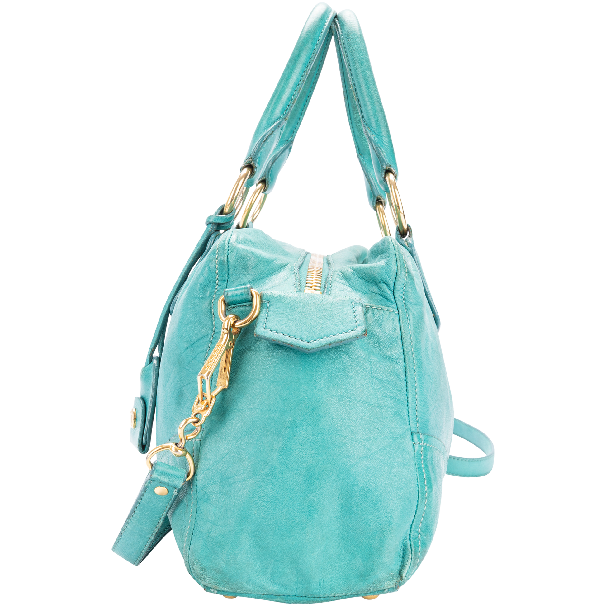 バッグ Archive miu miu leather hand bag blue Miu Miu Turquoise Blue Leather City Handbag – vintage on friday