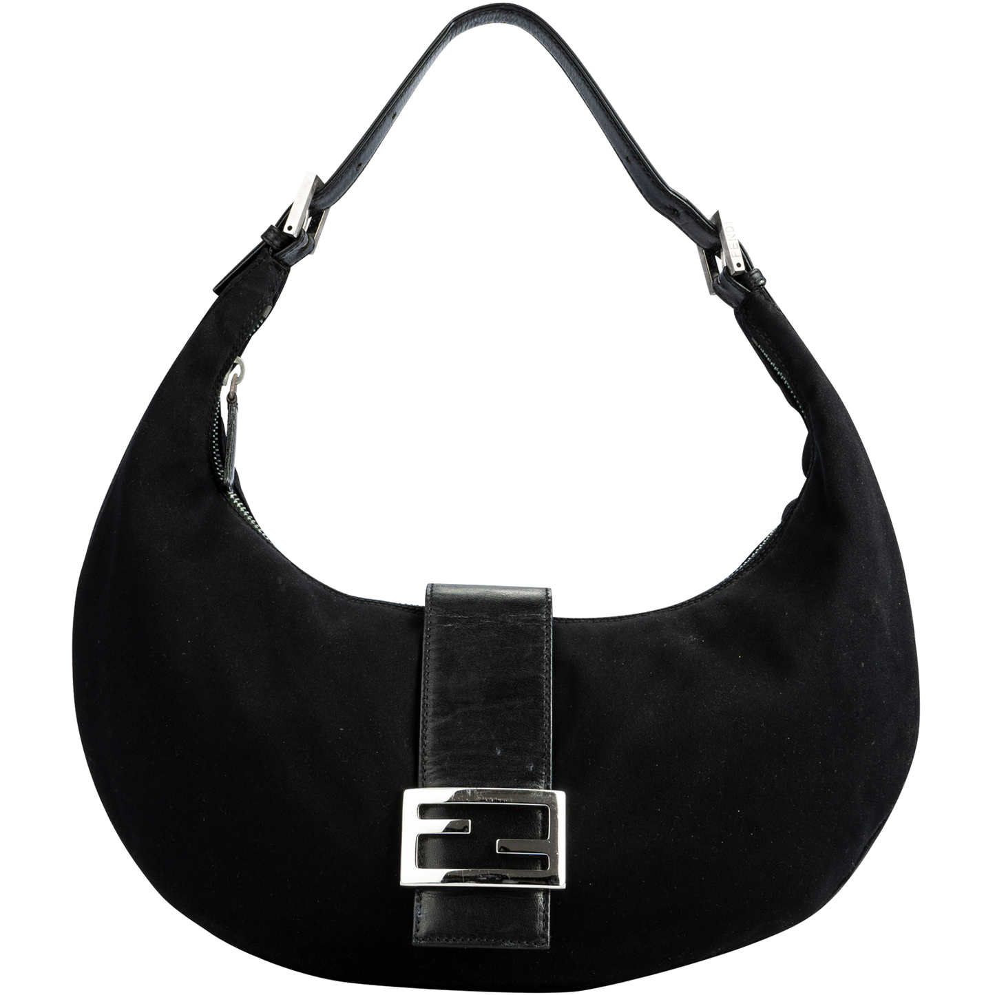 Fendi Black FF Buckle Croissant Bag