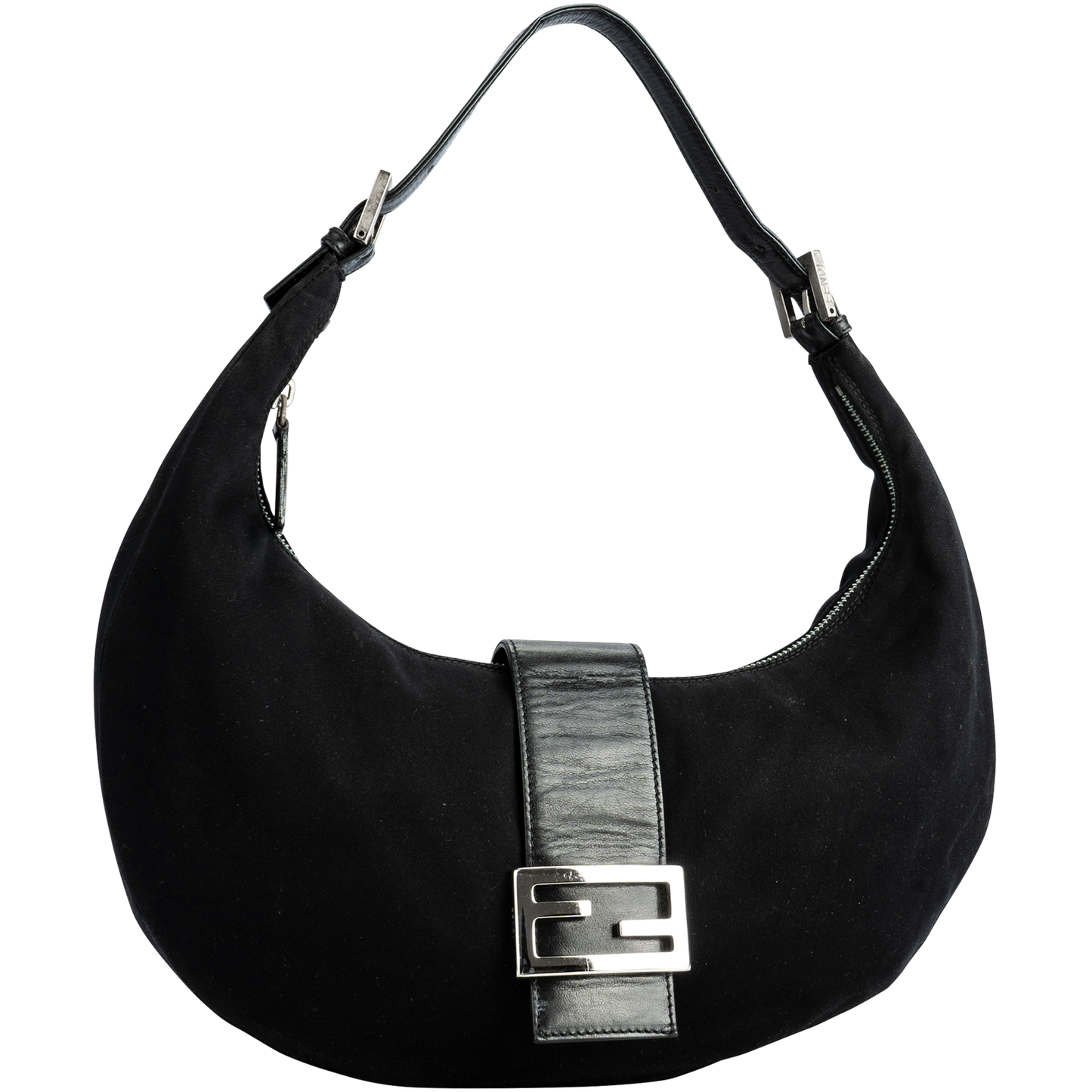 Fendi Black FF Buckle Croissant Bag