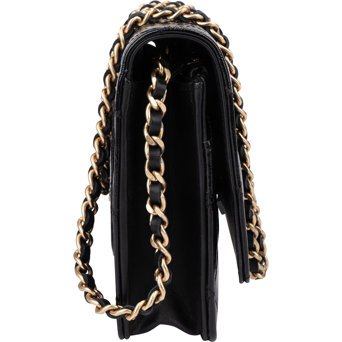 Chanel Quilted Patent Leather 2.55 Wallet On Chain Crossbody Bag