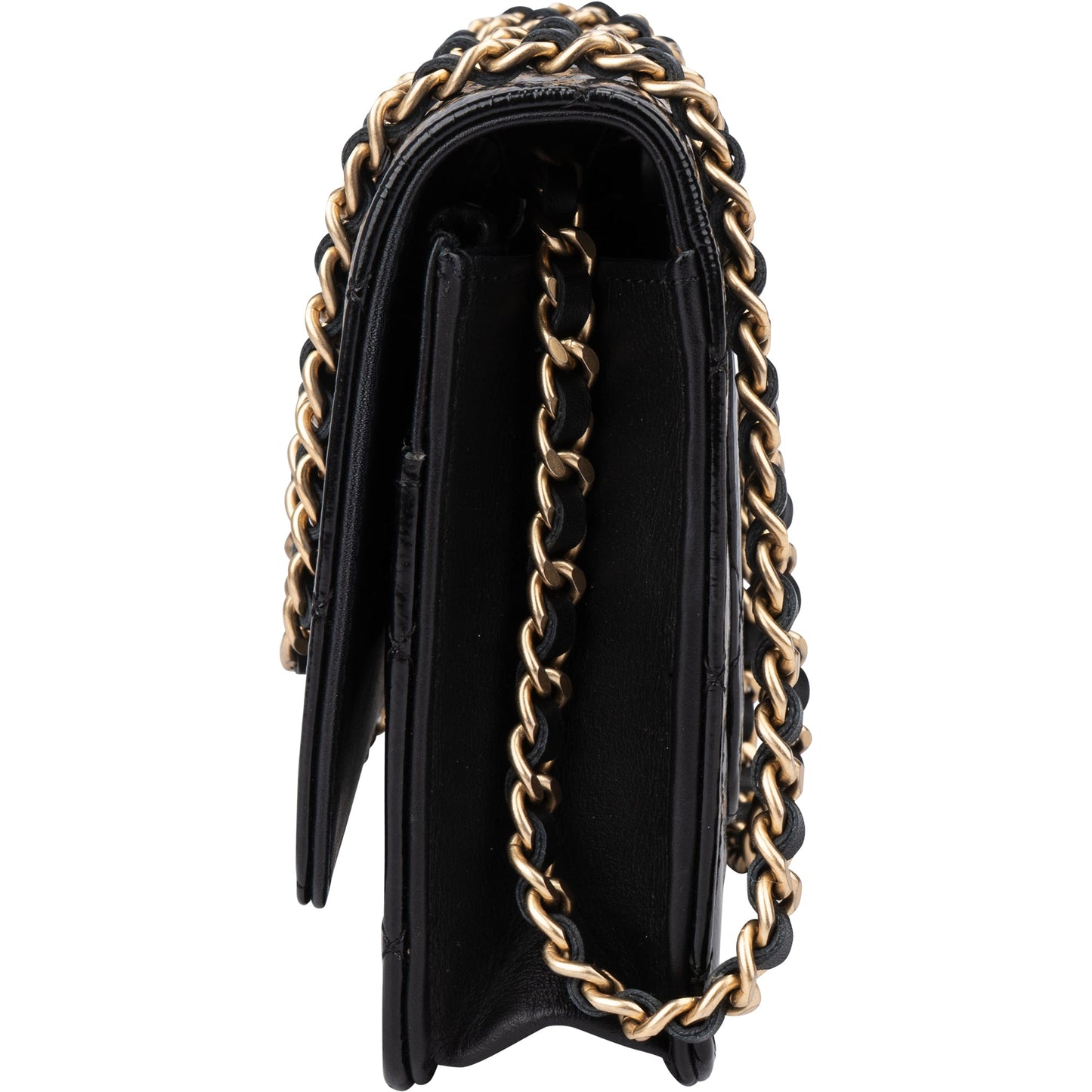 Chanel Quilted Patent Leather 2.55 Wallet On Chain Crossbody Bag