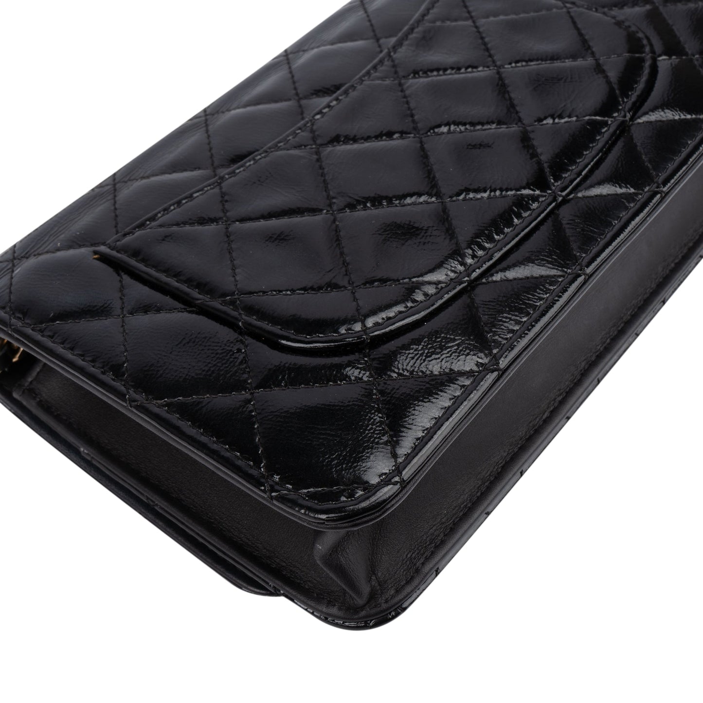 Chanel Quilted Patent Leather 2.55 Wallet On Chain Crossbody Bag