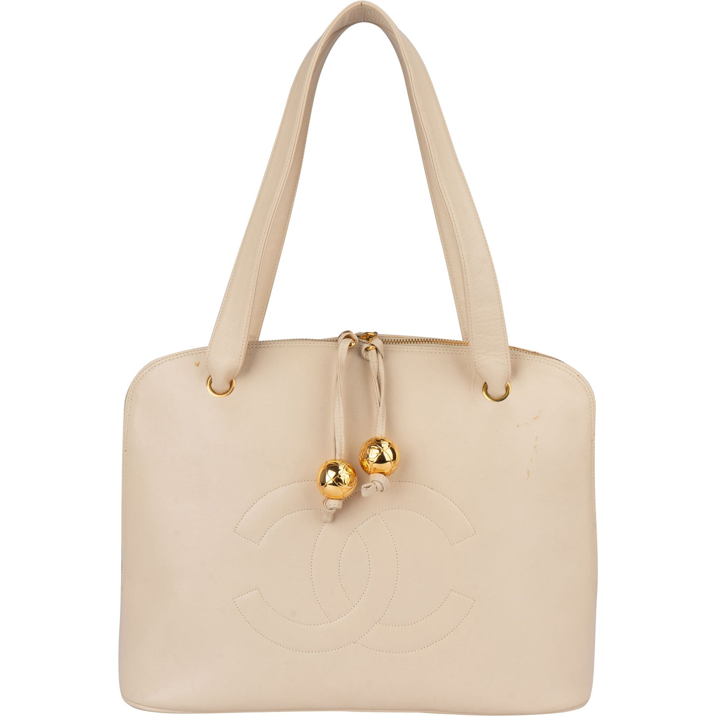 Chanel White Leather CC Shoulder Bag