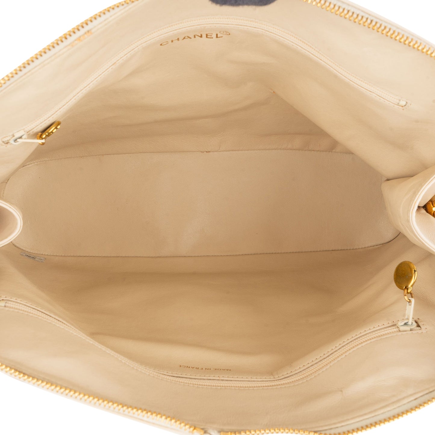 Chanel White Leather CC Shoulder Bag