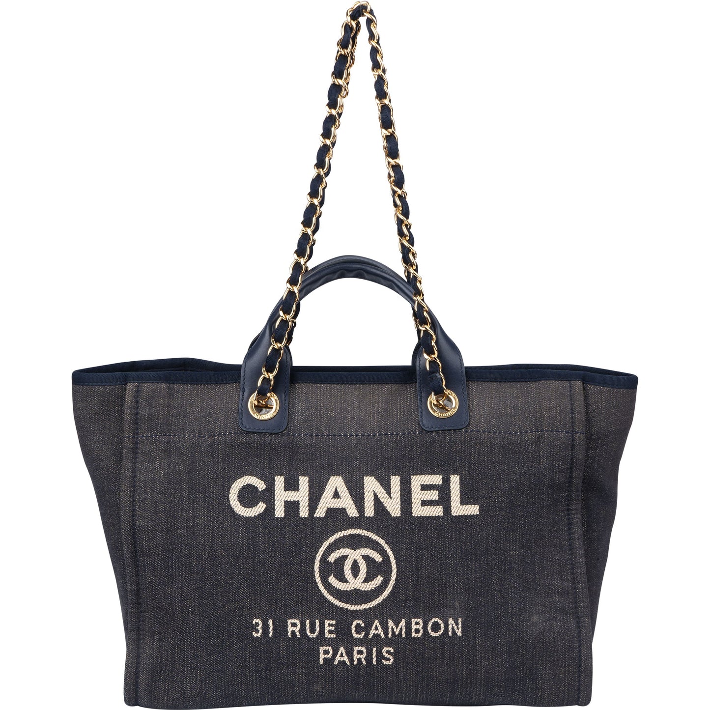 Chanel  Bleu Cotton Deauville Handbag