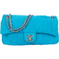 Chanel Quilted Turquoise Nylon Crossbody Single Flap Bag