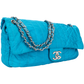 Chanel Quilted Turquoise Nylon Crossbody Single Flap Bag