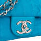 Chanel Quilted Turquoise Nylon Crossbody Single Flap Bag