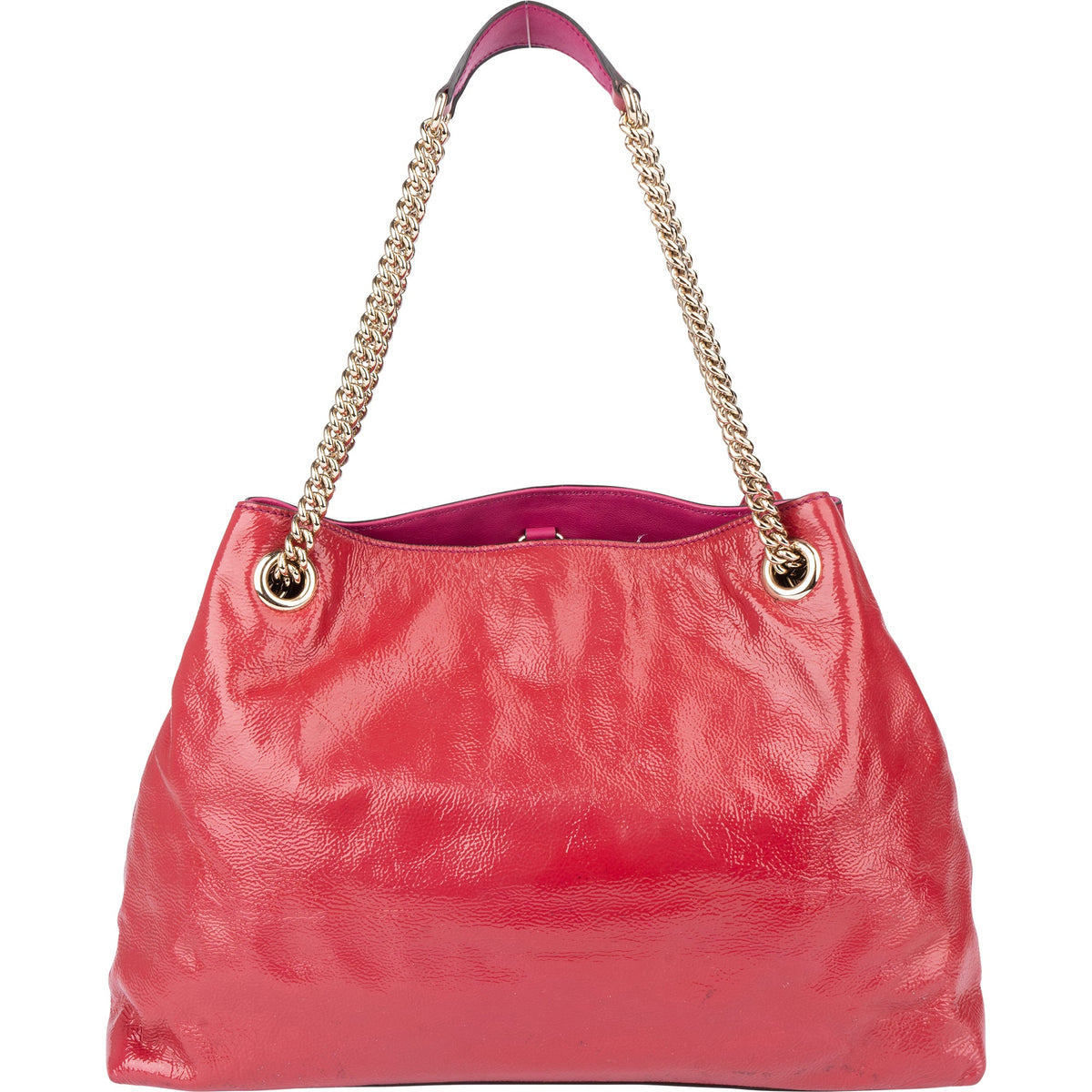 Gucci Pink Patent Leather GG Soho Shoulder Bag