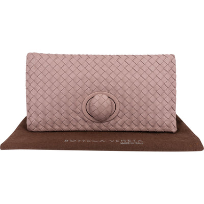 Bottega Veneta Intrecciato Leather Turnlock Clutch
