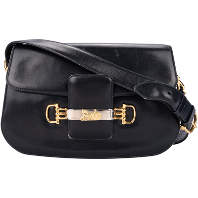 Celine Black Horse Carriage Shoulder Bag