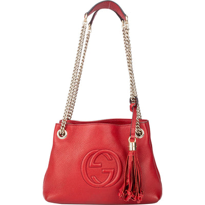 Gucci Rosso Leather GG Soho Crossbody Bag