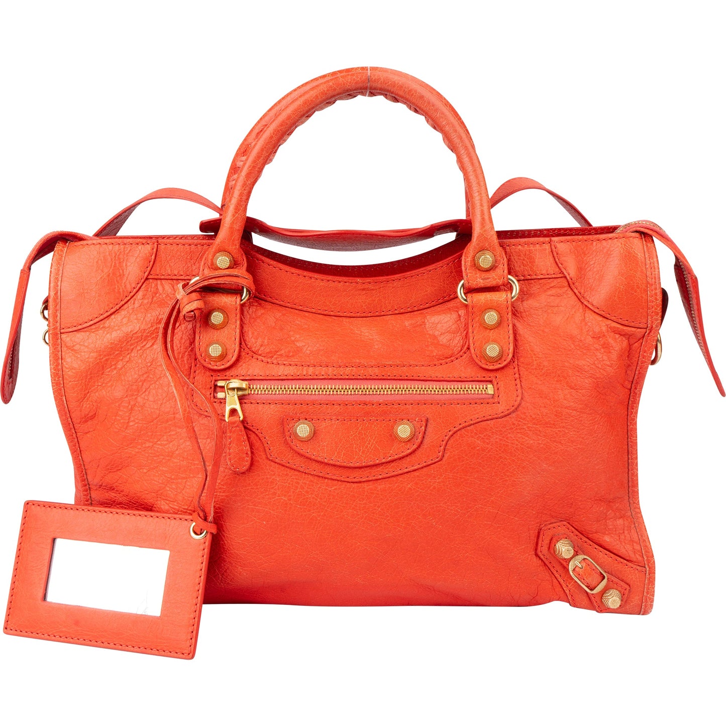 Balenciaga Fire Leather City Handbag