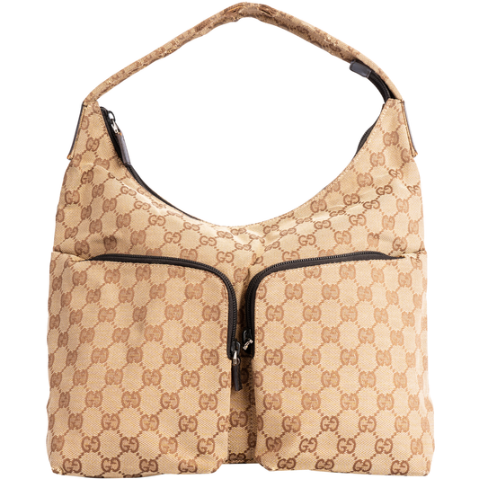 Gucci GG Monogram Double Pocket Hobo Shoulder Bag