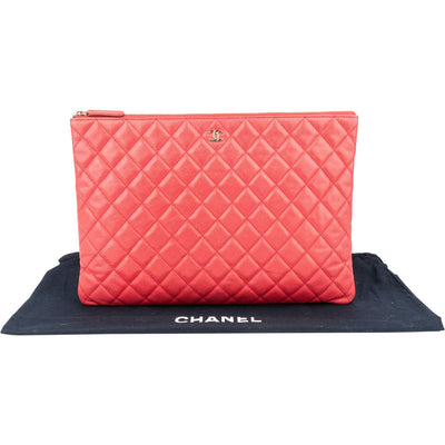 Chanel Quilted Caviar Leather CC Clutch