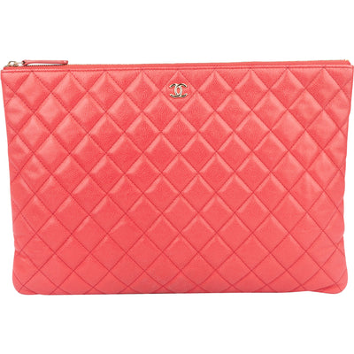 Chanel Quilted Caviar Leather CC Clutch