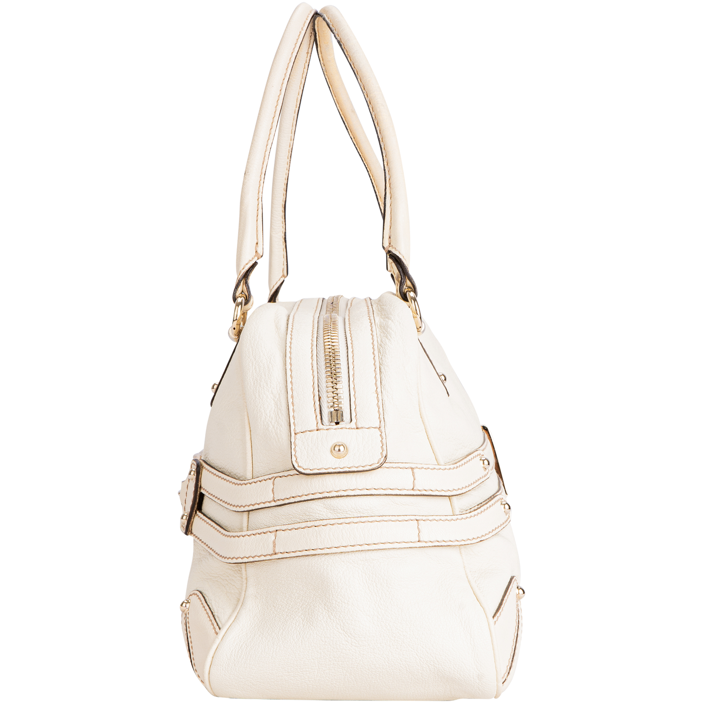 Gucci White Leather Horsebit Shoulder Bag