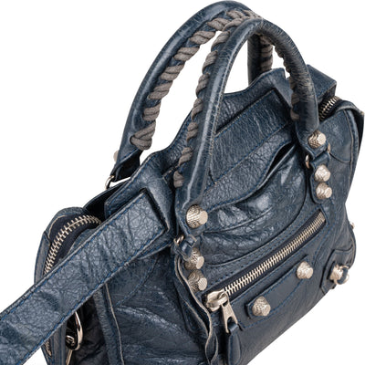 Balenciaga Blue Leather Mini City Handbag