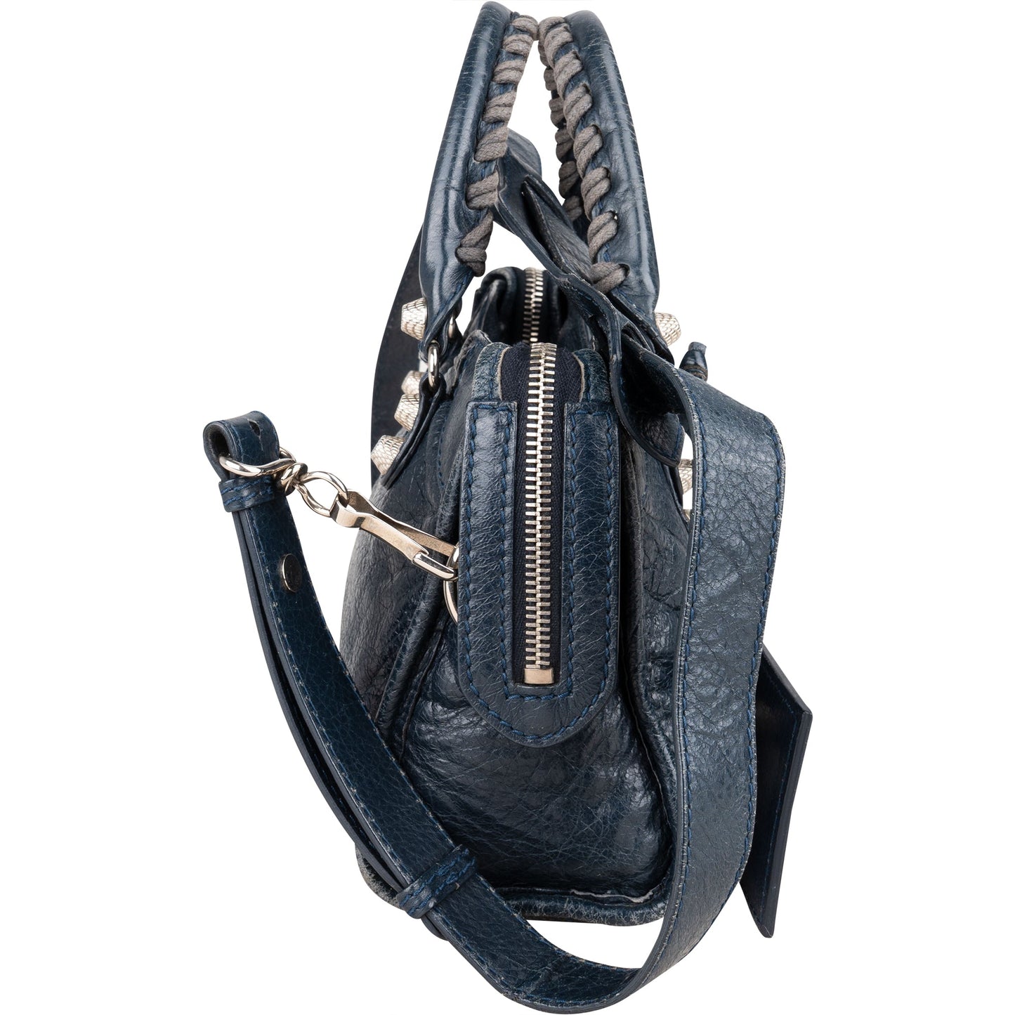 Balenciaga Blue Leather Mini City Handbag