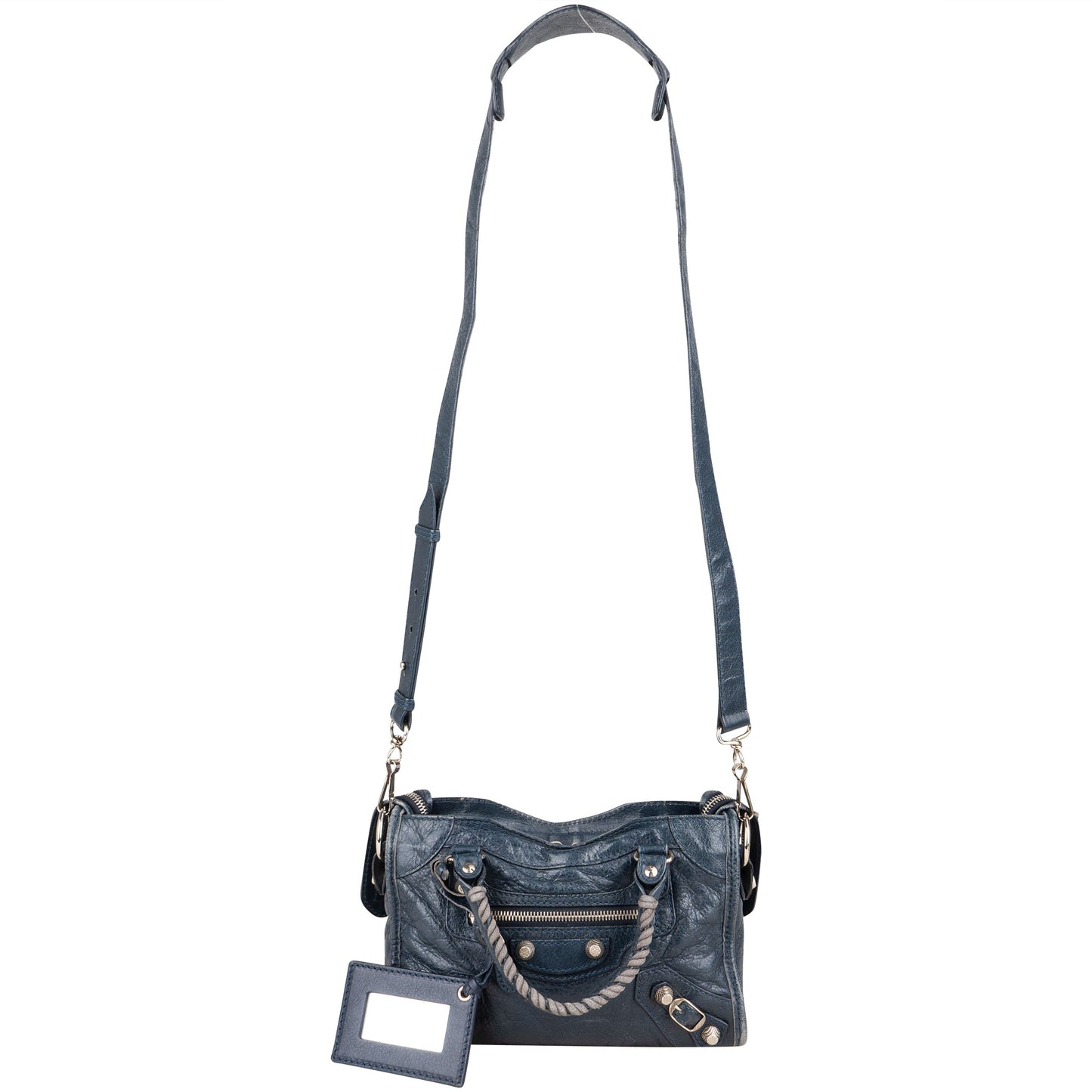 Balenciaga Blue Leather Mini City Handbag