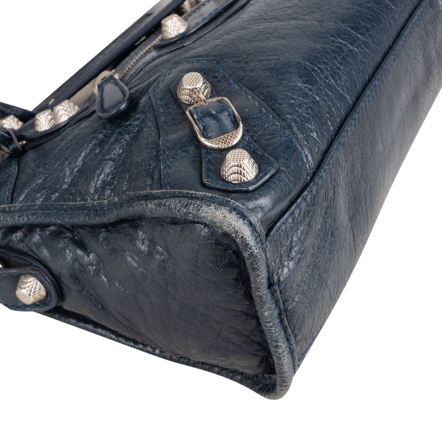 Balenciaga Blue Leather Mini City Handbag
