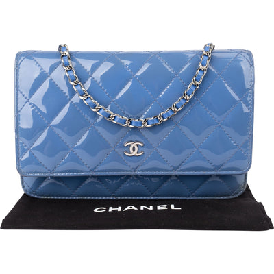 Chanel Quilted Patent Leather Wallet On Chain Crossbody Bag