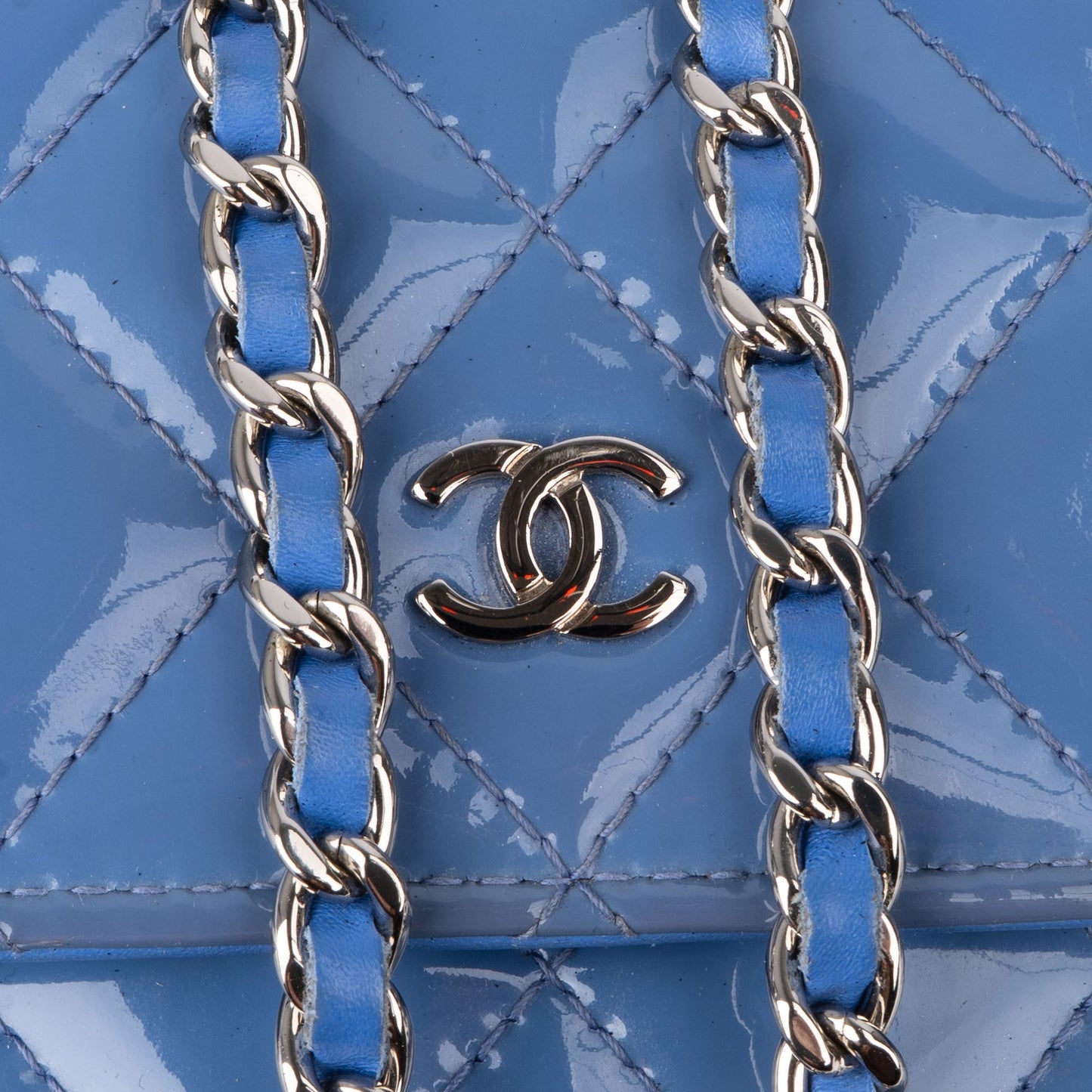 Chanel Quilted Patent Leather Wallet On Chain Crossbody Bag