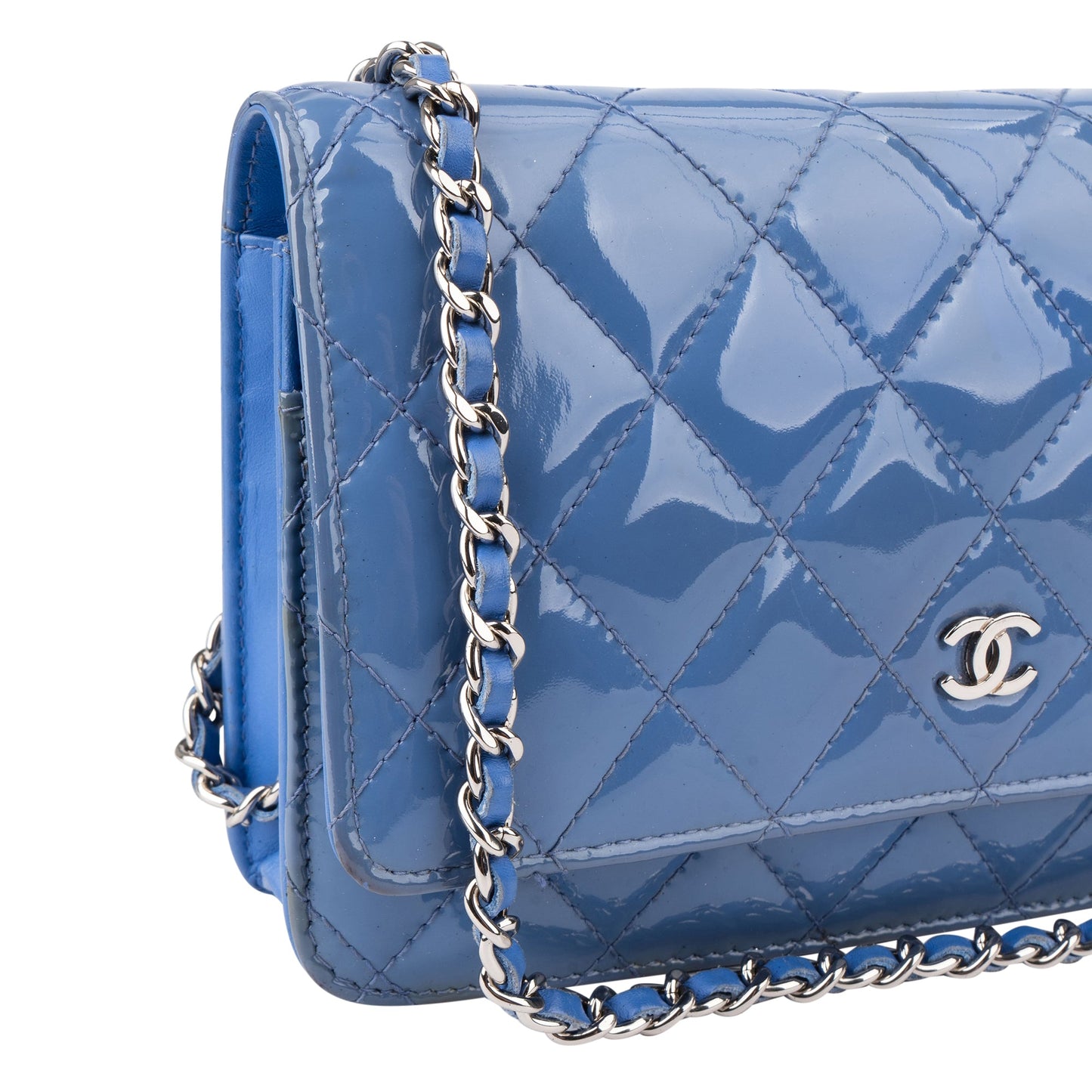 Chanel Quilted Patent Leather Wallet On Chain Crossbody Bag