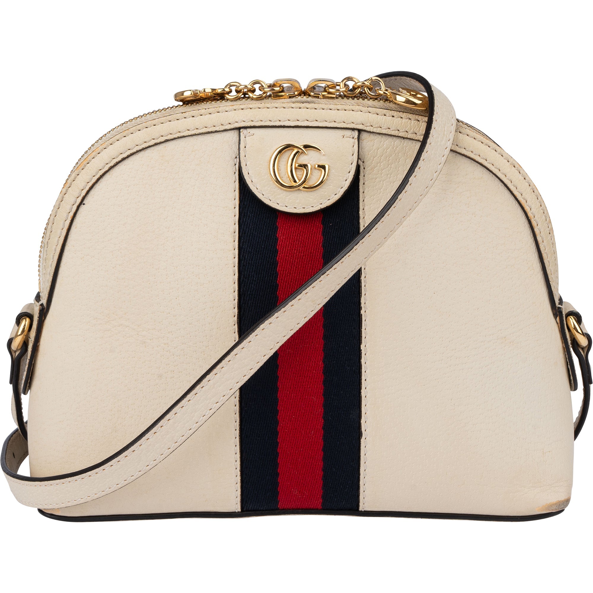 Gucci White Leather Ophidia Crossbody Bag
