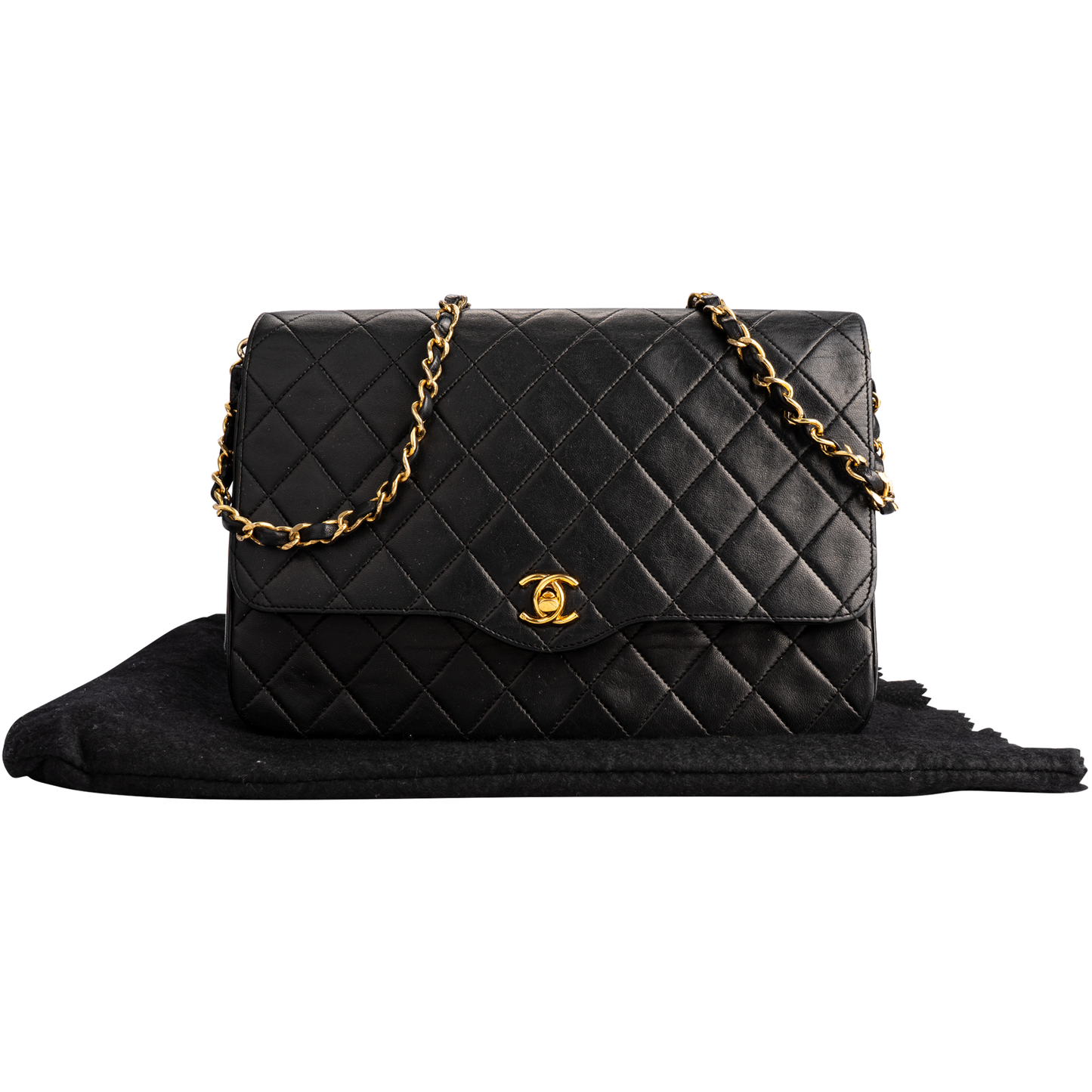 Chanel Quilted Lambskin 24K Gold Single Flap Shoulder Bag