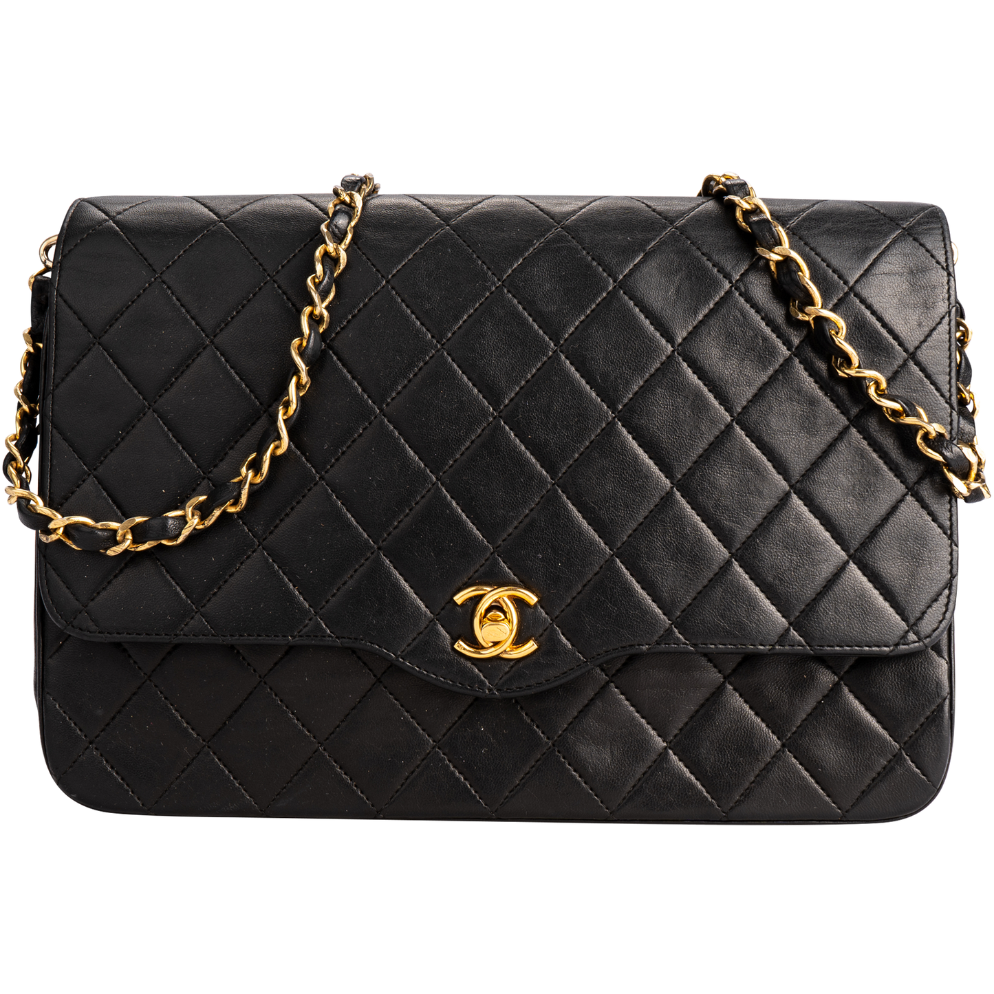 Chanel Quilted Lambskin 24K Gold Single Flap Shoulder Bag