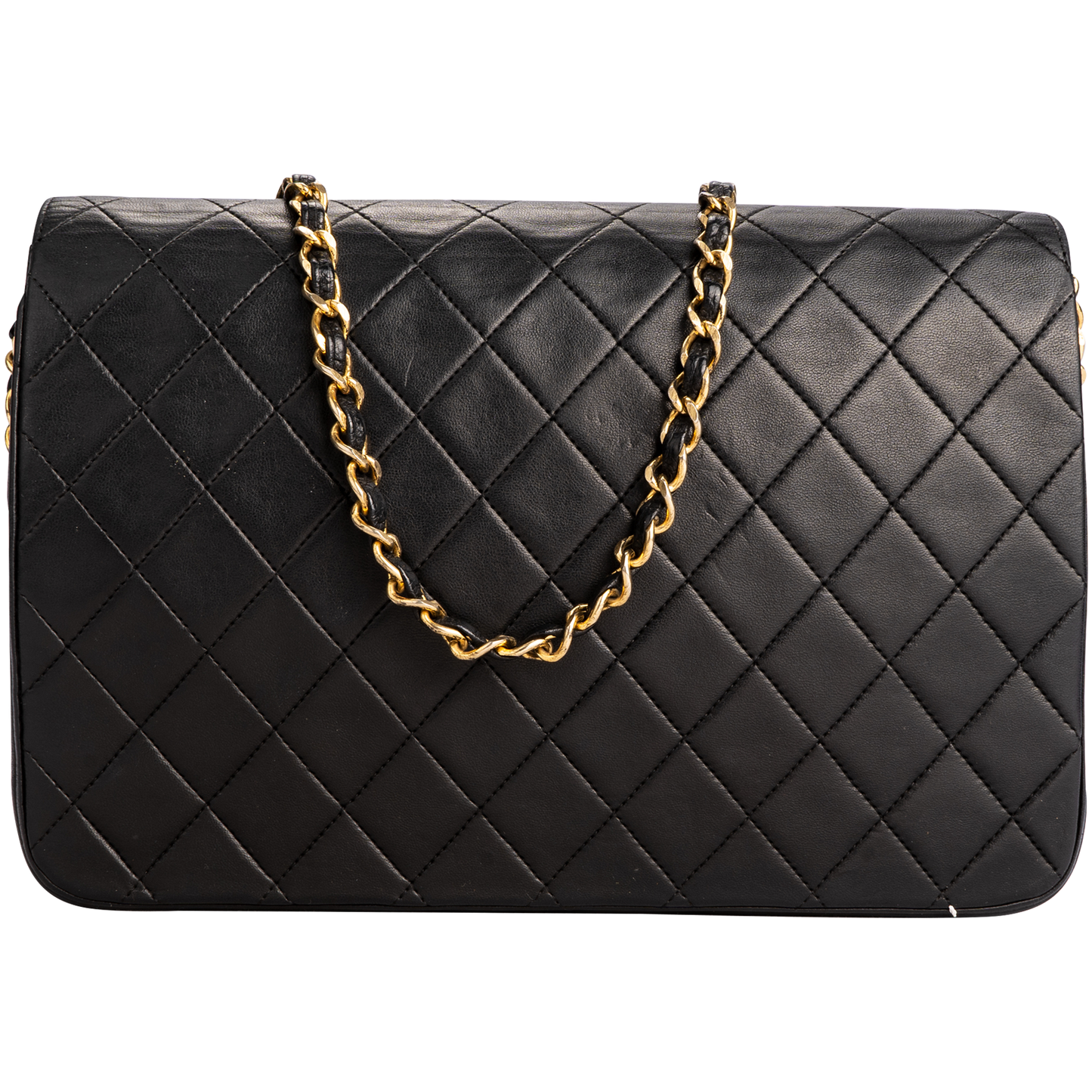 Chanel Quilted Lambskin 24K Gold Single Flap Shoulder Bag