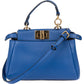 Fendi Mini Peekaboo aus blauem Leder – Vorderansicht