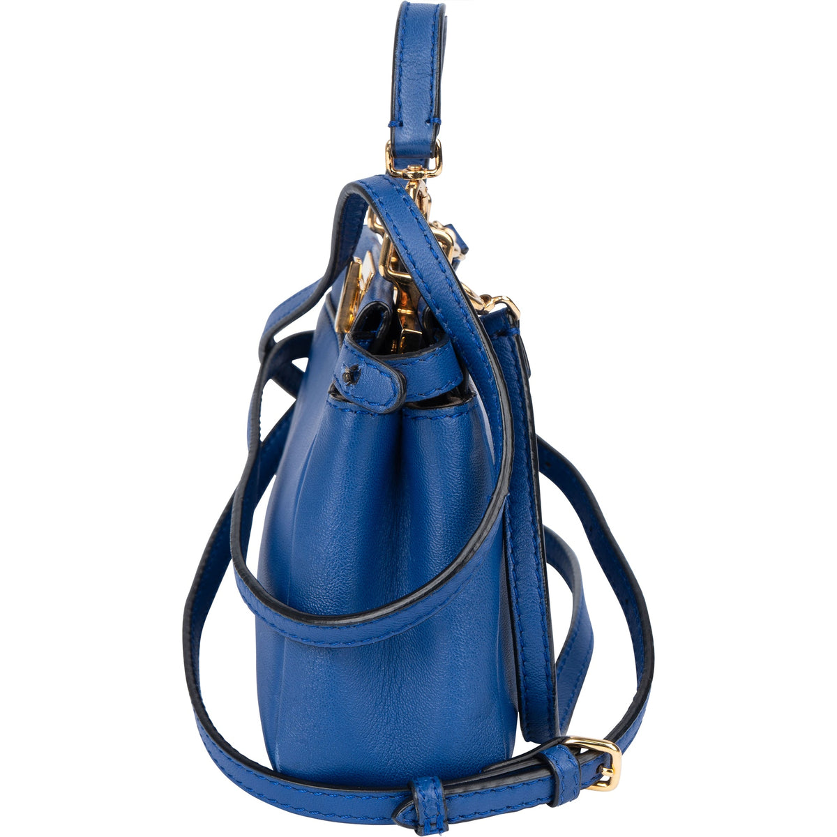 Fendi Mini Peekaboo aus blauem Leder – Ansicht 6